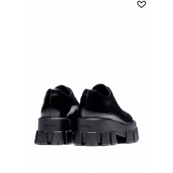 Prada Monolith brushed leather black lace-up dress shoes with lug sole - Picture 4 of 12